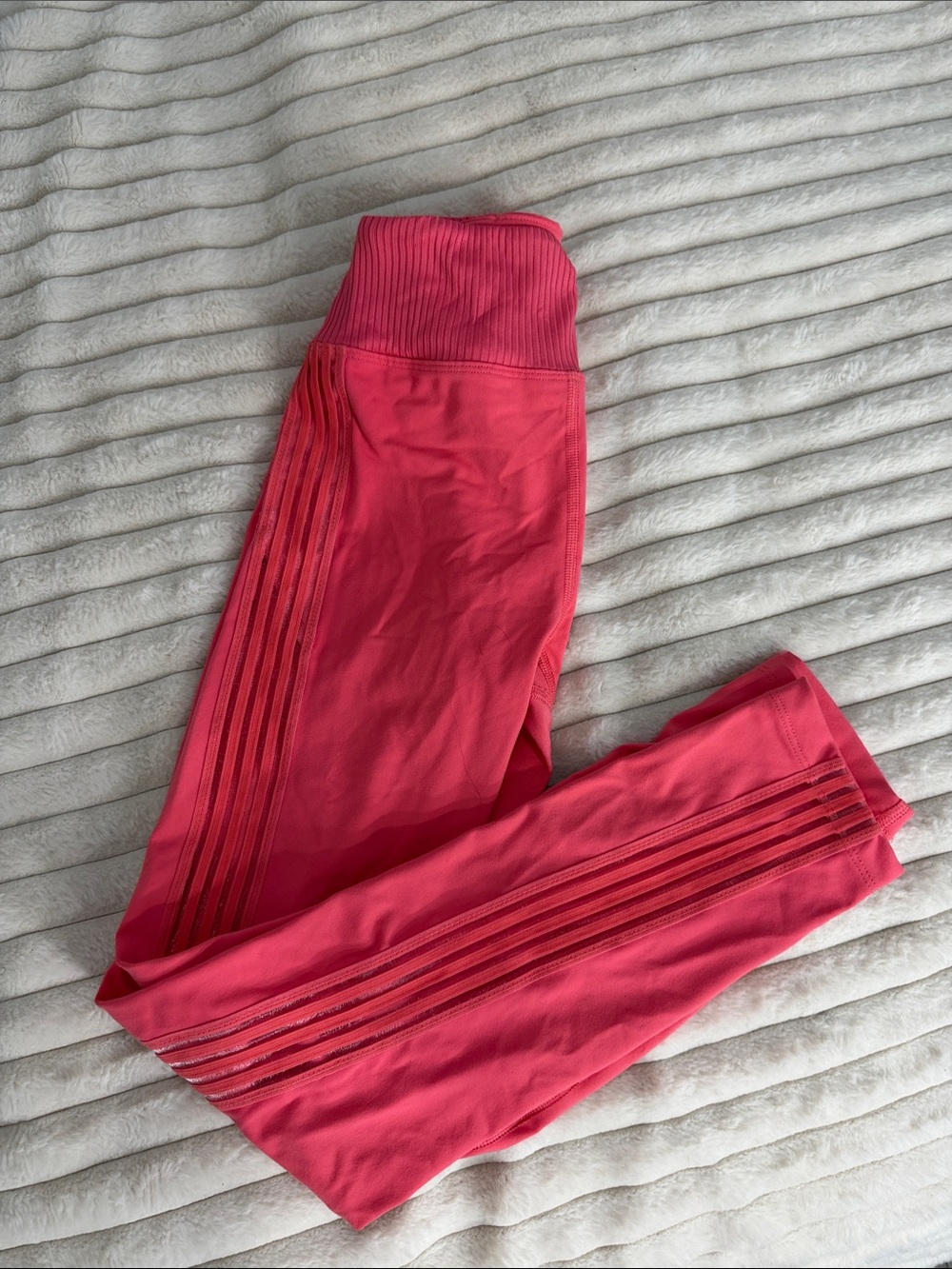 PINK Victoria's Secret Hot Pink Seamless Ribbed Waist Leggings